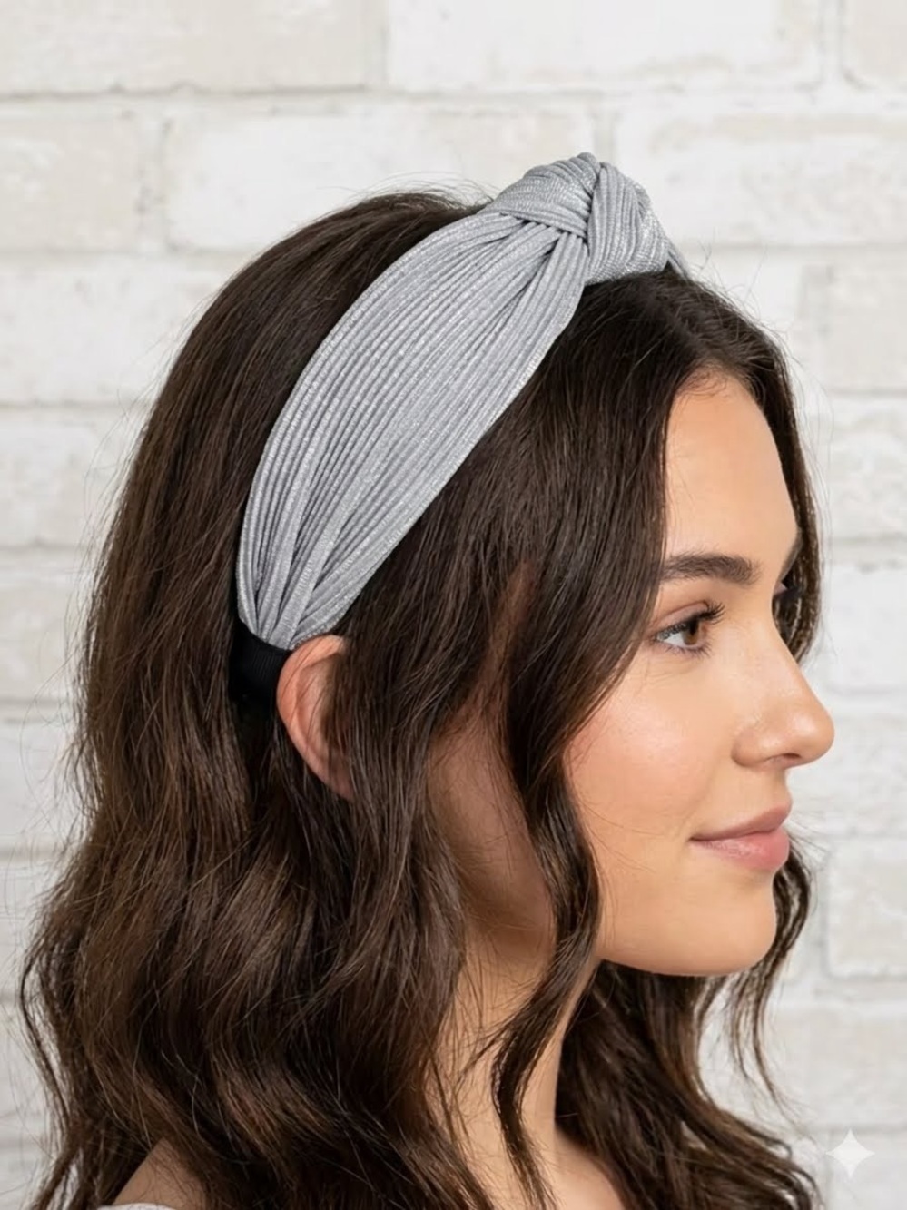 L. Erickson Gray Shimmer Pleated Knot Headband Luxe Look NEW